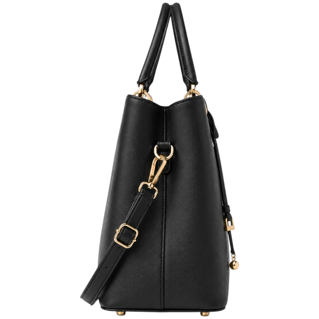 All About Bagzzz Black Structured Tote Handbag