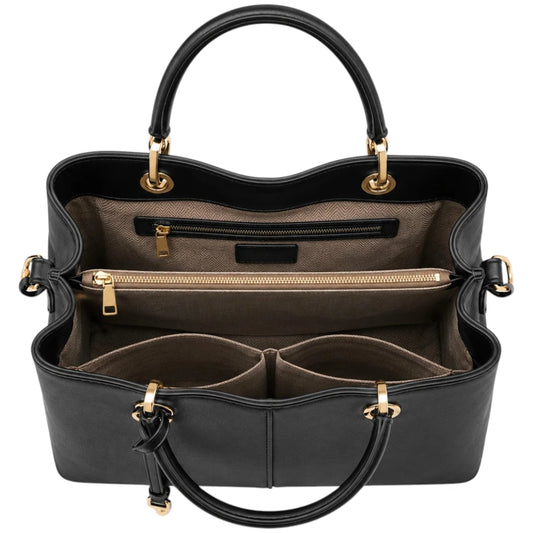 All About Bagzzz Black Structured Tote Handbag