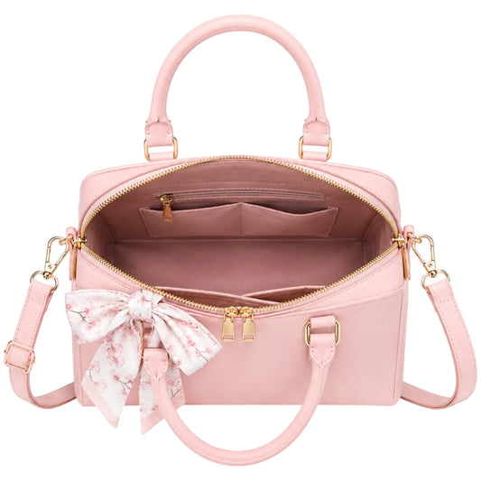 All About Bagzzz Pink Bow Accent Satchel Handbag