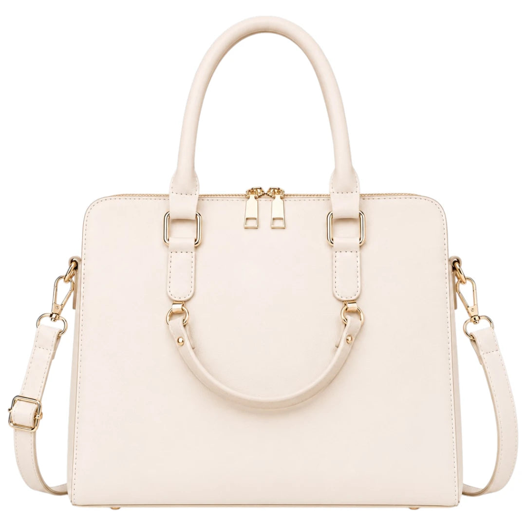 All About Bagzzz Beige Executive Tote Handbag for Women