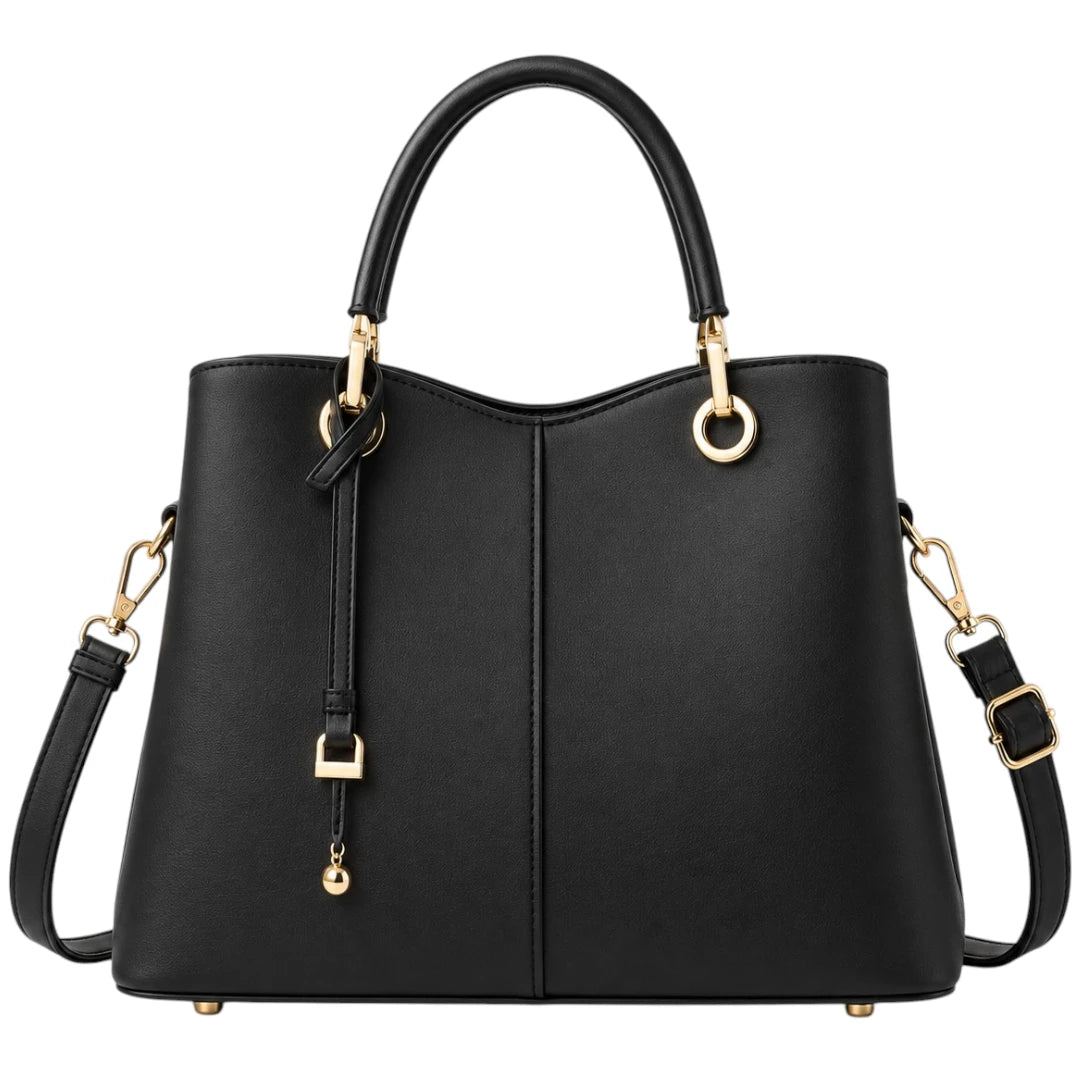 All About Bagzzz Black Structured Tote Handbag