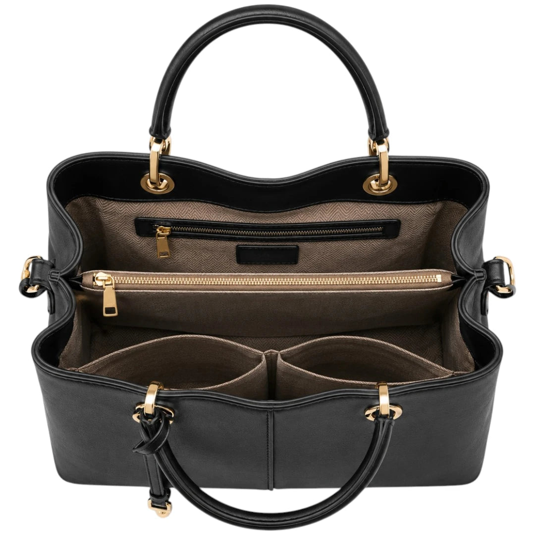 All About Bagzzz Black Structured Tote Handbag