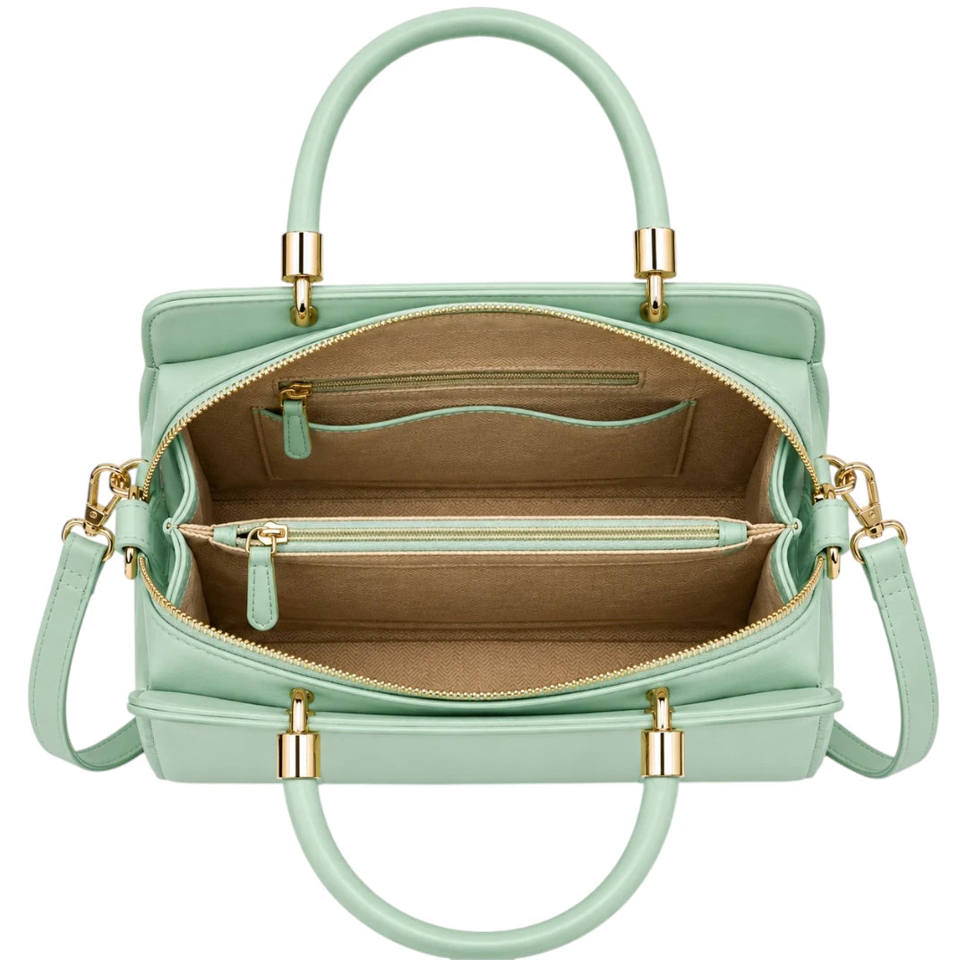 All About Bagzzz Green Structured Satchel Handbag
