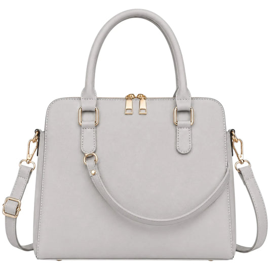 All About Bagzzz Grey Leather Satchel Bag | Elegant Women's Handbag