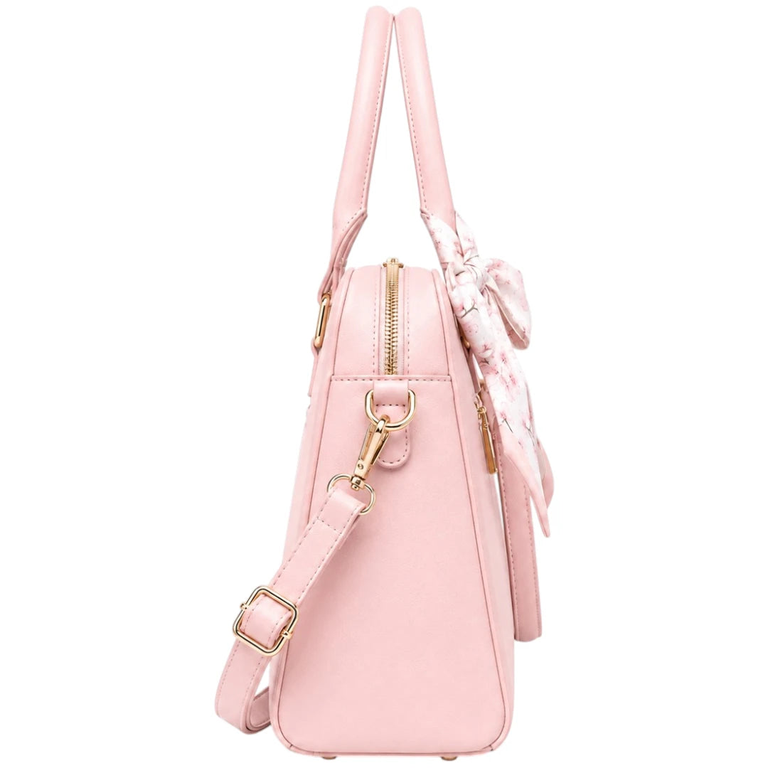 All About Bagzzz Pink Bow Accent Satchel Handbag