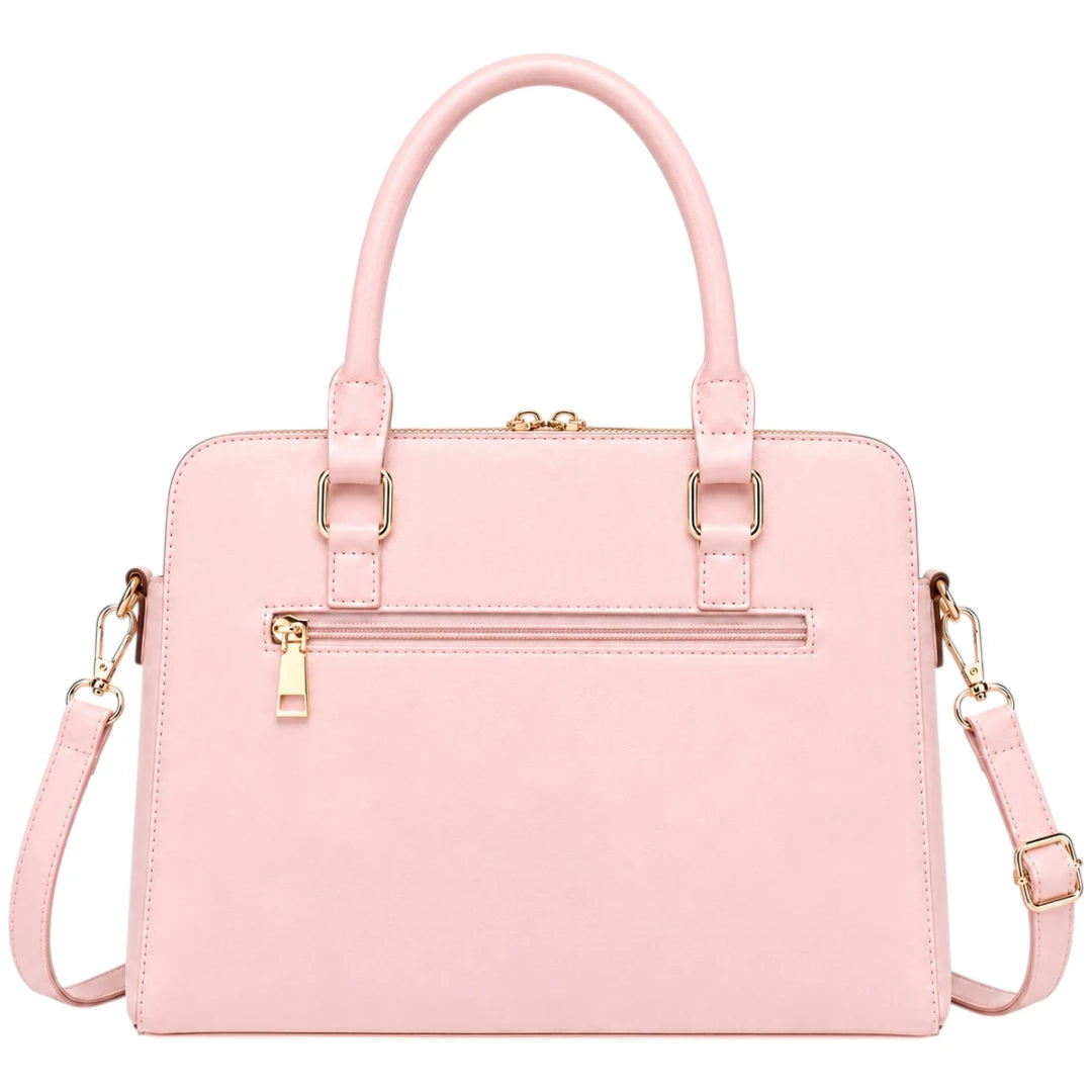 All About Bagzzz Pink Bow Accent Satchel Handbag